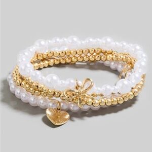 Elegant Gold & White Pearl Multi-Strand Bracelet - Brand